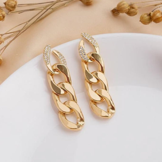Gold Diamanté Link Earrings