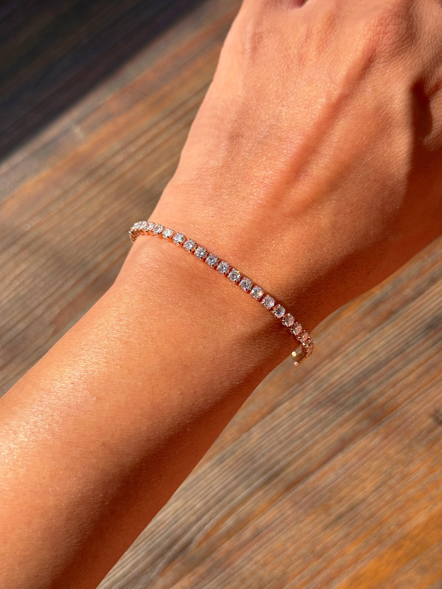 Micro Diamonds Rose Tennis Bracelet
