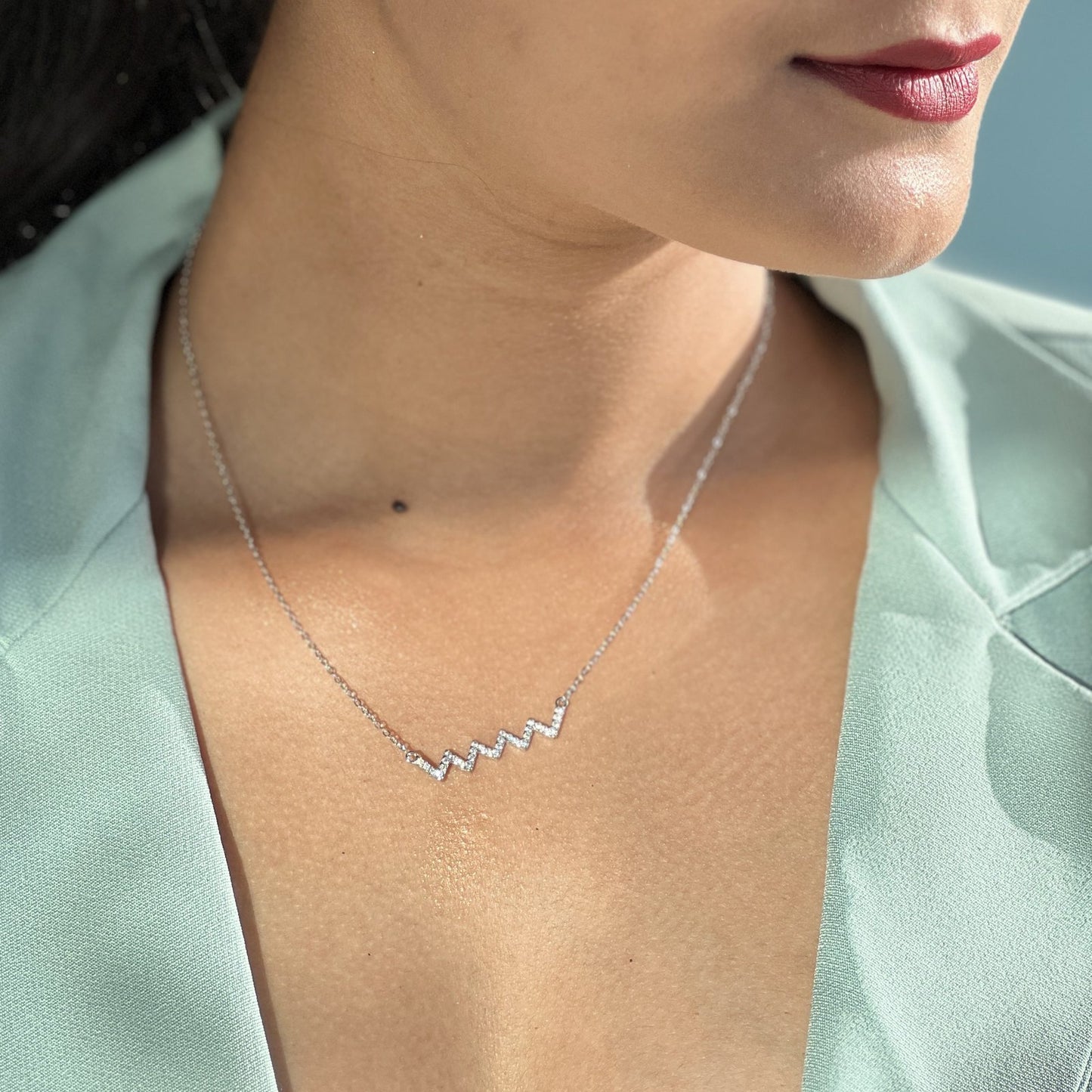 Chevron Silver Necklace