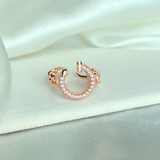 Rose Screw Diamanté Ring