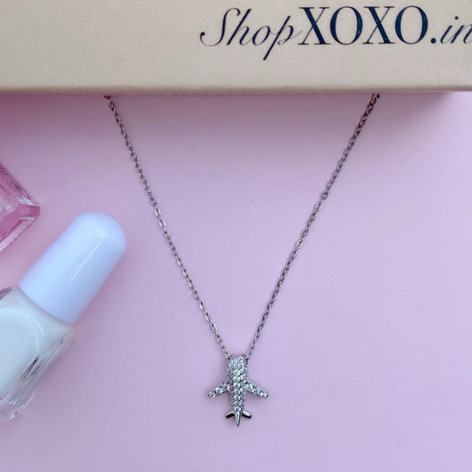 Wanderlust Silver Airplane Necklace