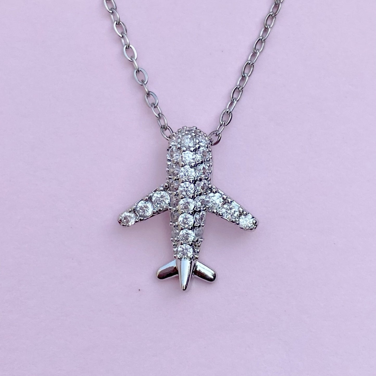 Wanderlust Silver Airplane Necklace