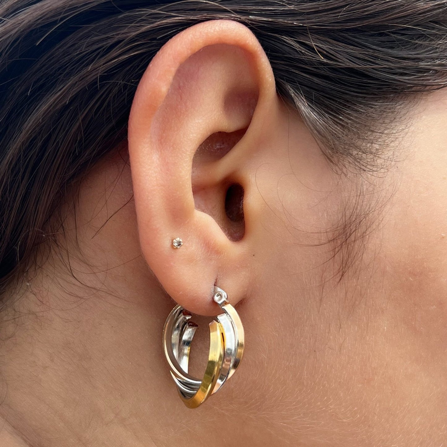 Triple Tone Hoops