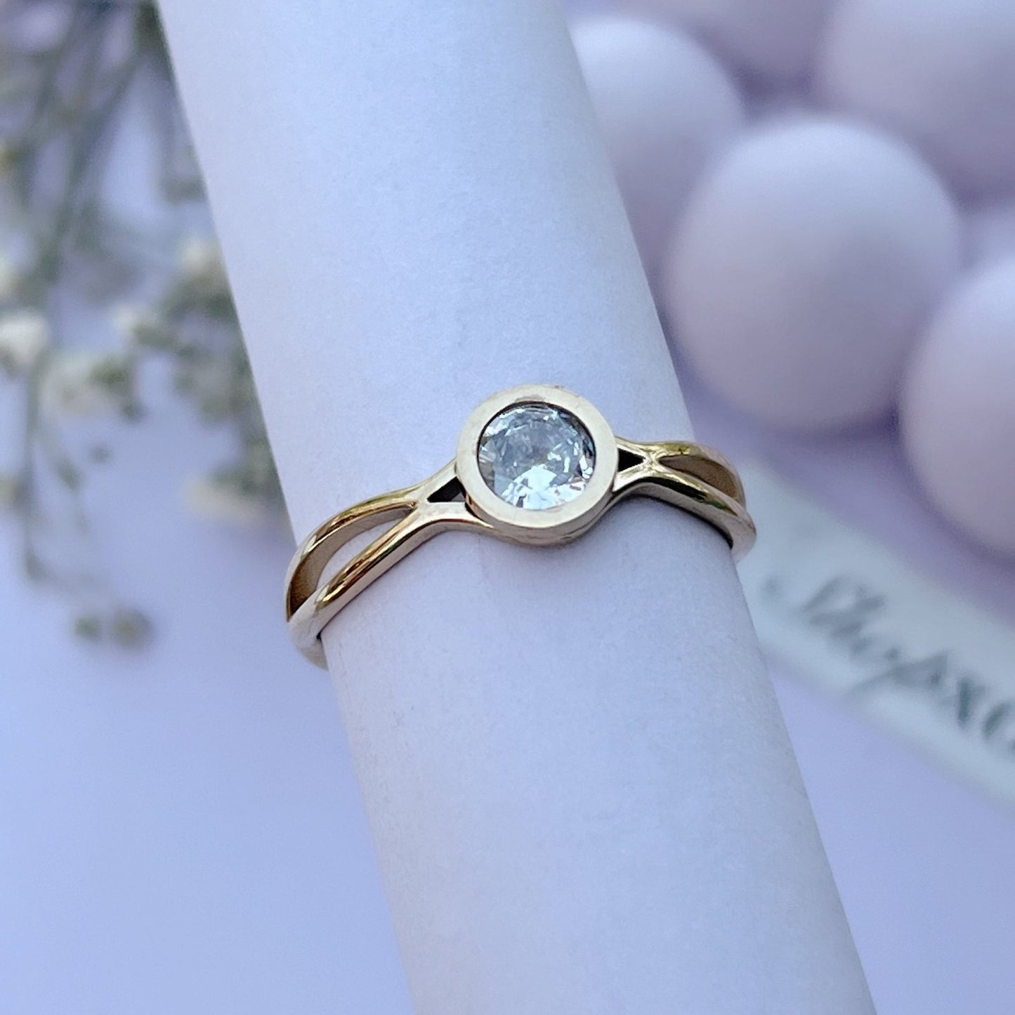 Gold Solitaire Ring