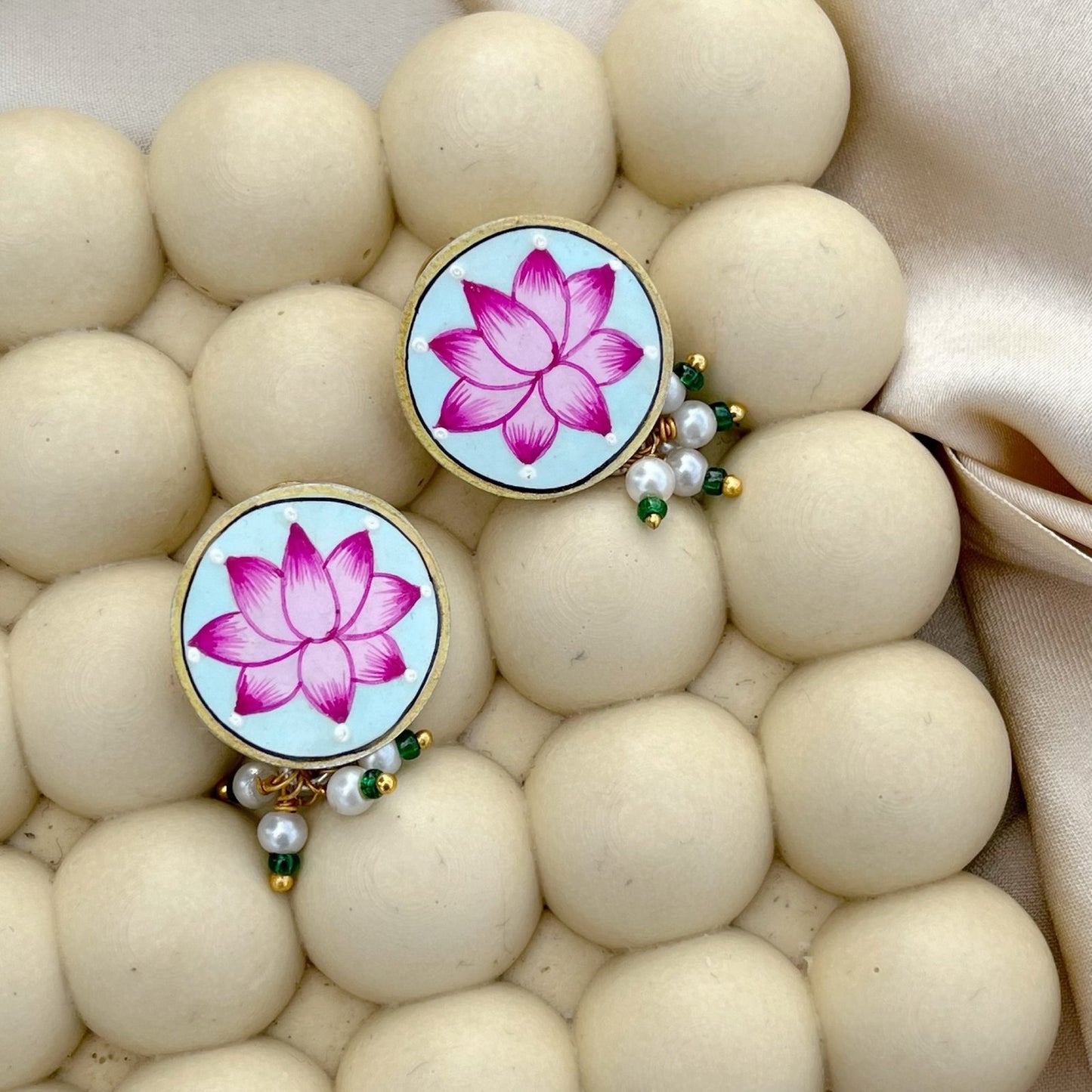 Hand Painted Lotus Earrings