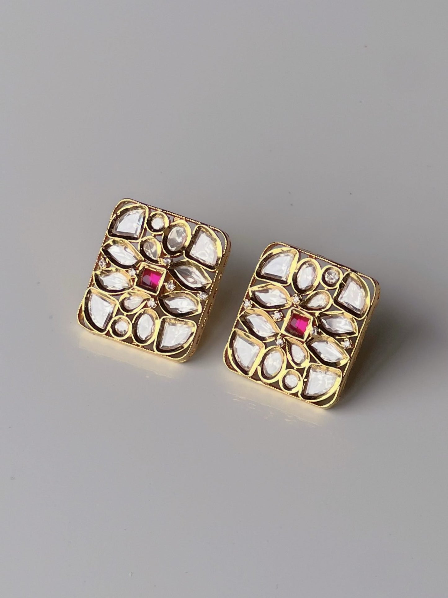Oorja Polki Pink Earrings
