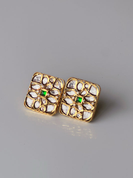 Oorja Polki Green Earrings