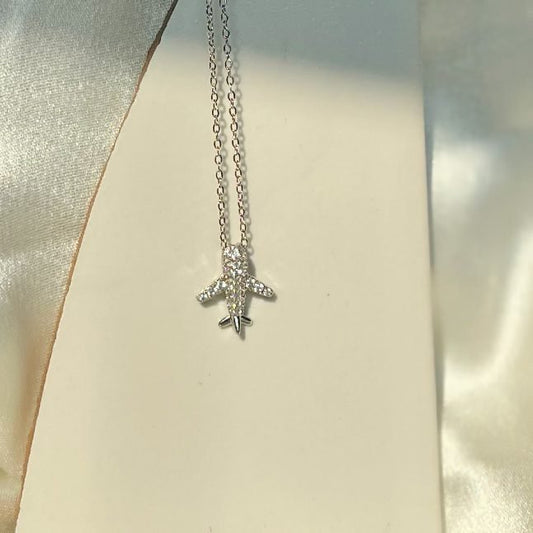 Wanderlust Silver Airplane Necklace
