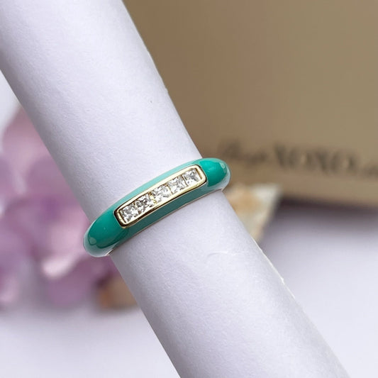 Aqua Gold Enamel Ring