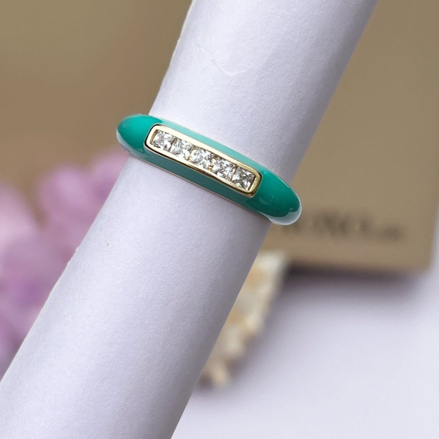 Aqua Gold Enamel Ring