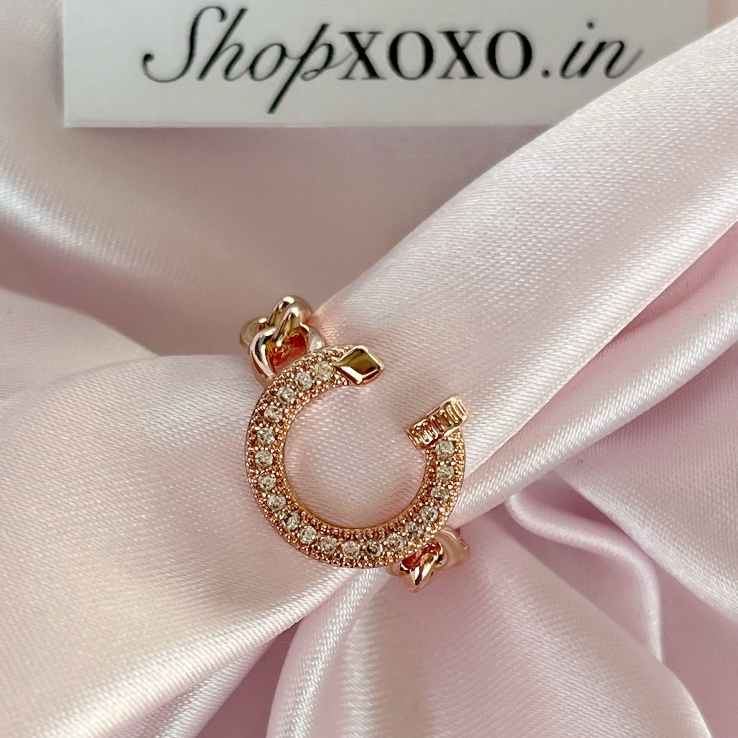 Rose Screw Diamanté Ring