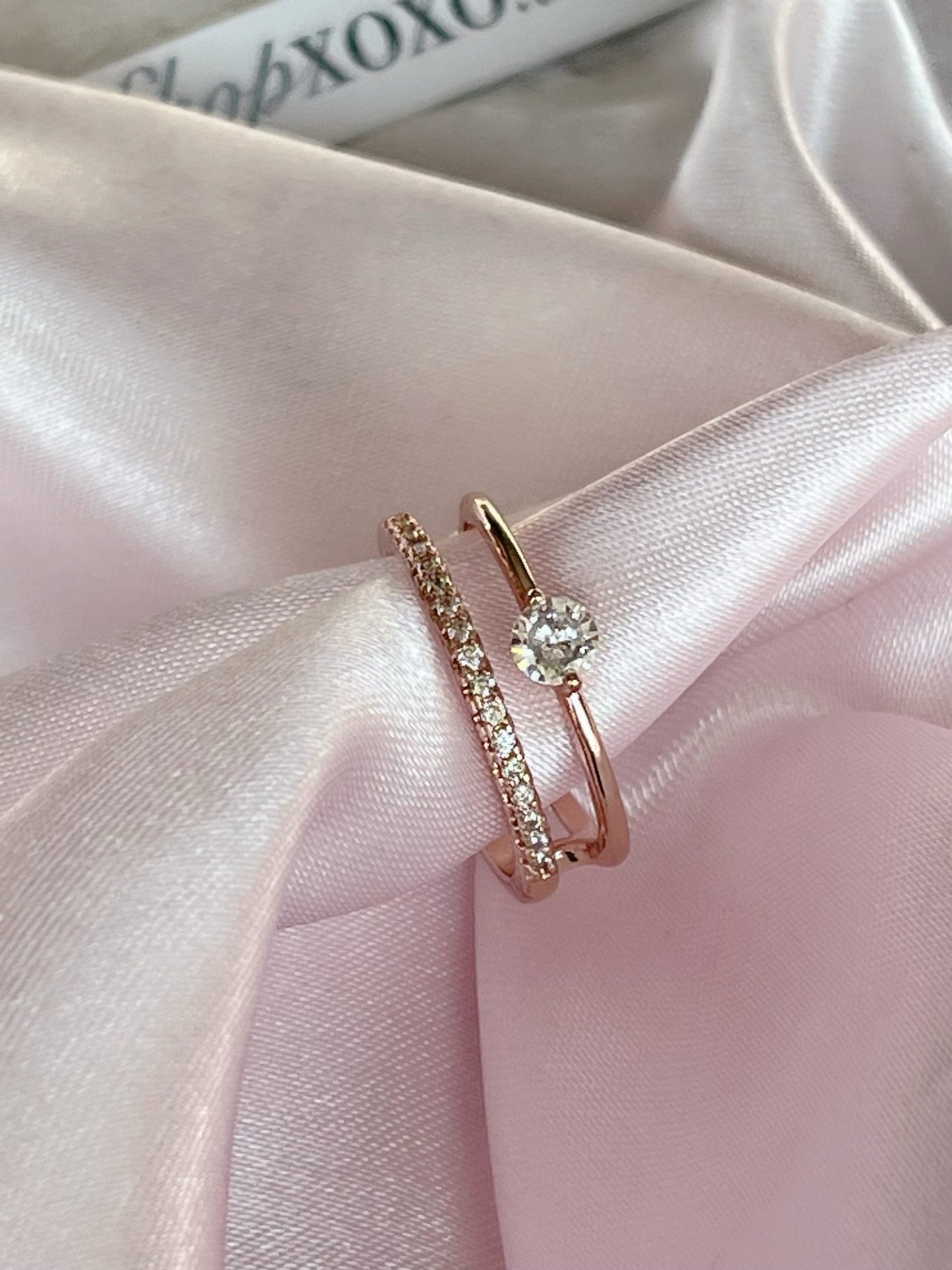 Rose Diamanté Layered Ring
