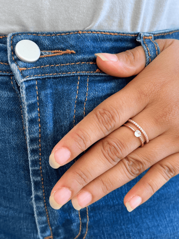 Rose Diamanté Layered Ring