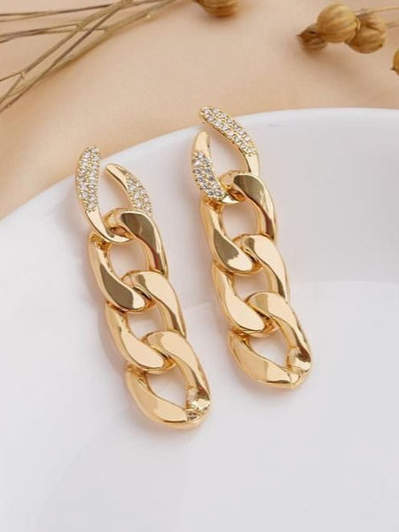Gold Diamanté Link Earrings