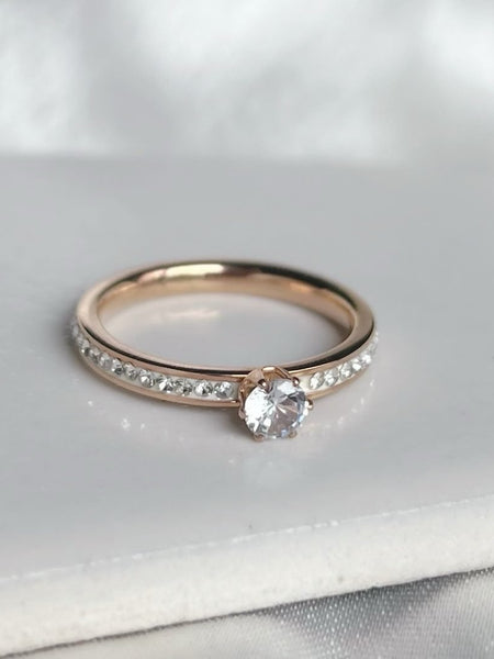 Rose Solitaire Diamanté Ring