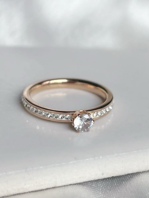 Rose Solitaire Diamanté Ring