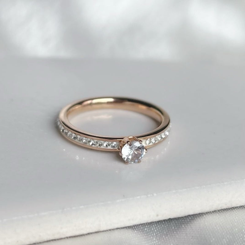 Rose Solitaire Diamanté Ring