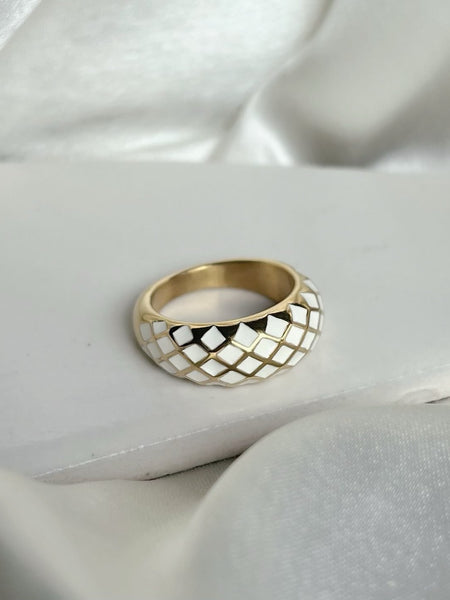 White Criss Cross Ring