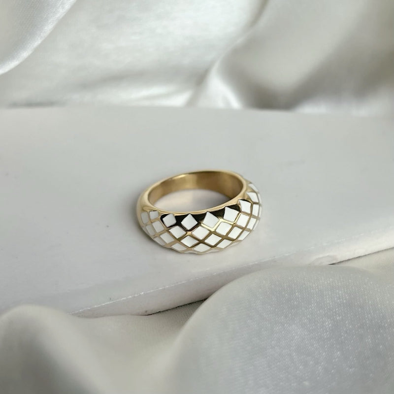 White Criss Cross Ring