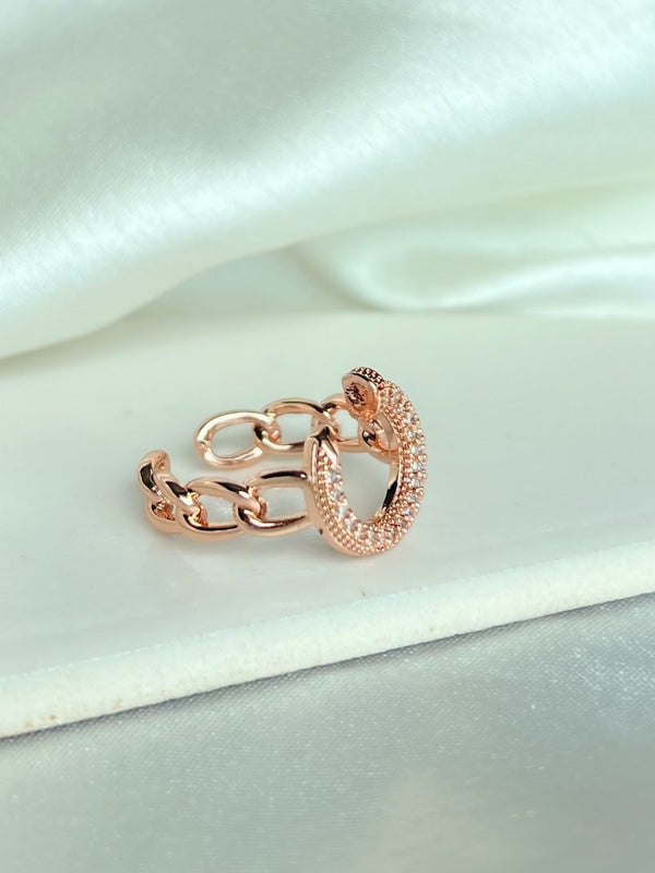 Rose Screw Diamanté Ring