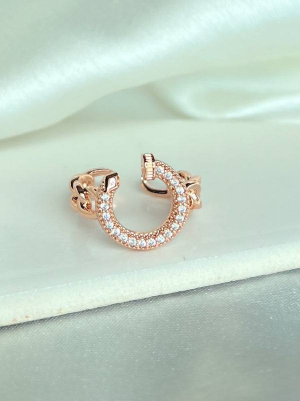 Rose Screw Diamanté Ring