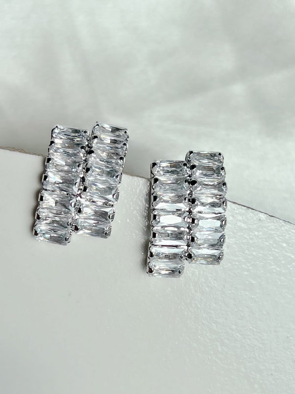 Silver Baguette Earrings