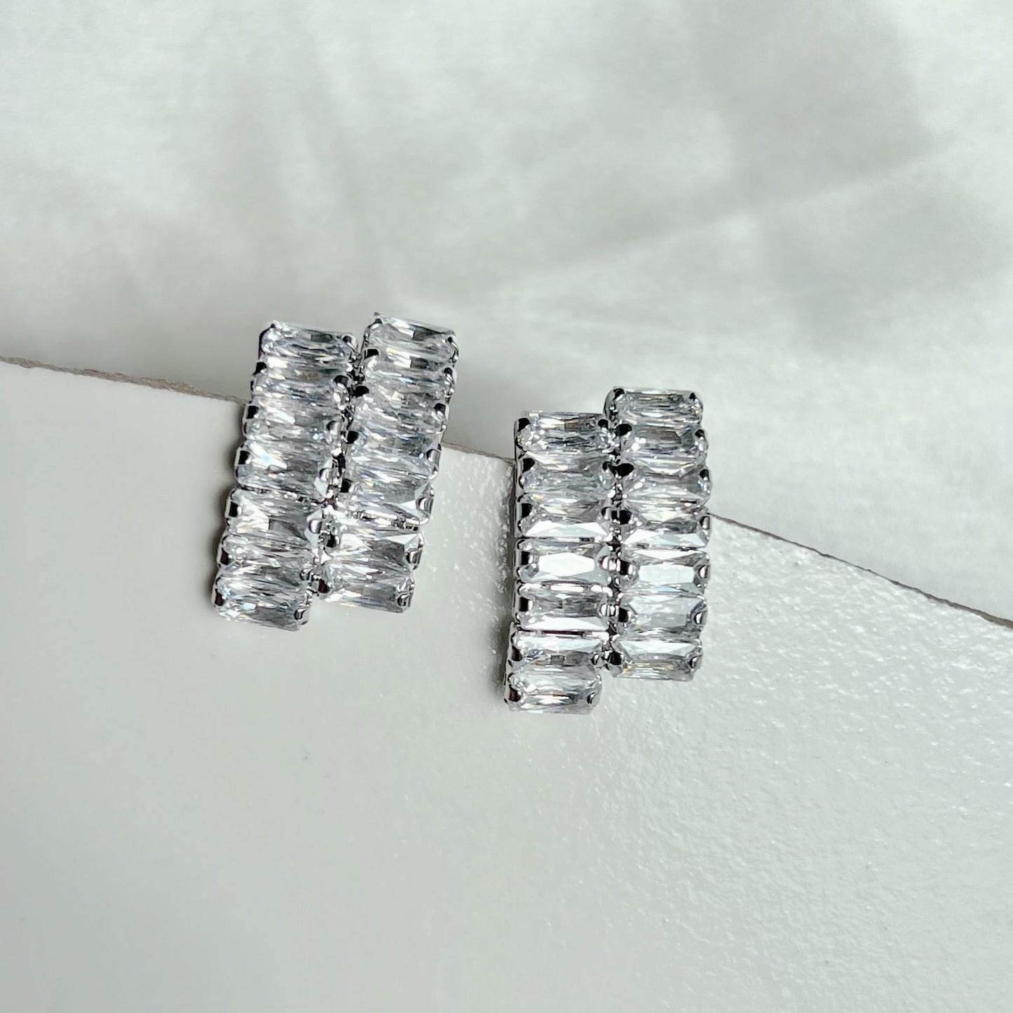 Silver Baguette Earrings