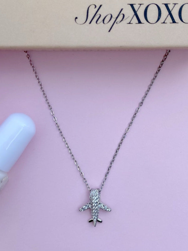 Wanderlust Silver Airplane Necklace