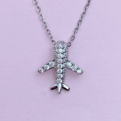 Wanderlust Silver Airplane Necklace