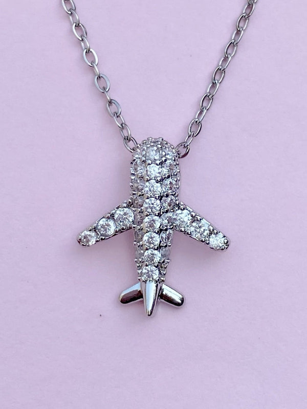 Wanderlust Silver Airplane Necklace