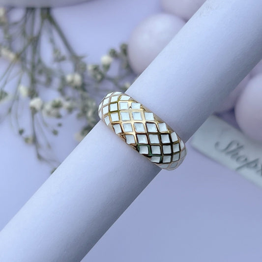 White Criss Cross Ring