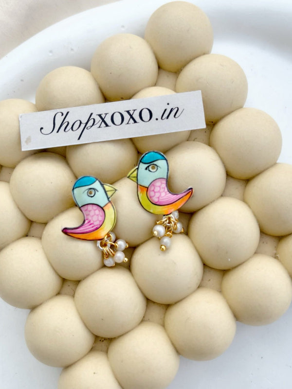 Hand Painted Birdie Earrings