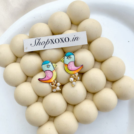Hand Painted Birdie Earrings