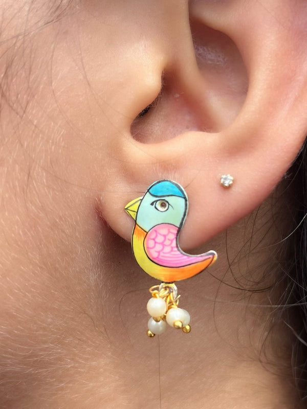 Hand Painted Birdie Earrings