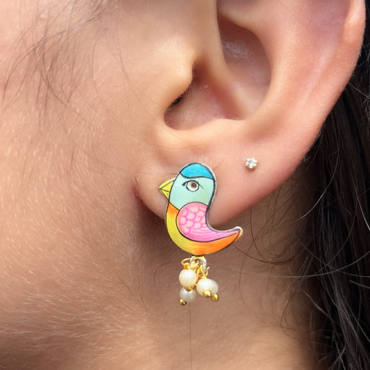 Hand Painted Birdie Earrings