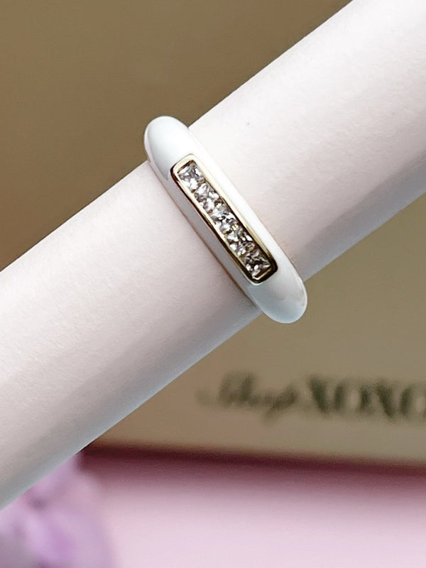 White Gold Enamel Ring