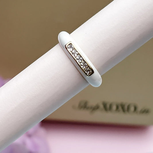 White Gold Enamel Ring