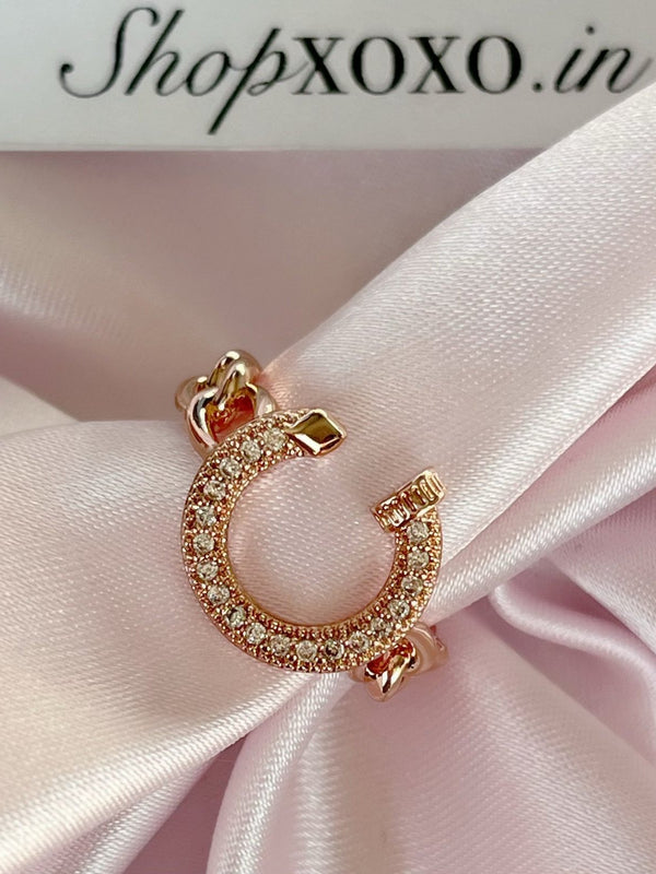 Rose Screw Diamanté Ring