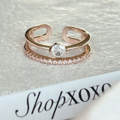 Rose Diamanté Layered Ring