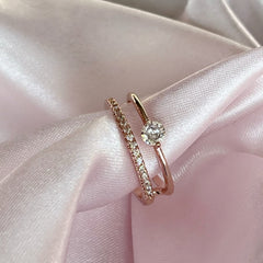Rose Diamanté Layered Ring